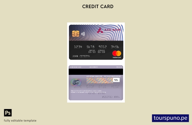 lista para imprimir la plantilla de mastercard del banco India Axis
